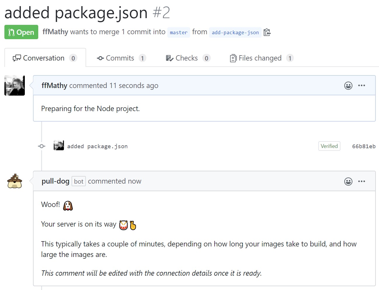 Pull Dog is provisioning a server here after opening the pull request